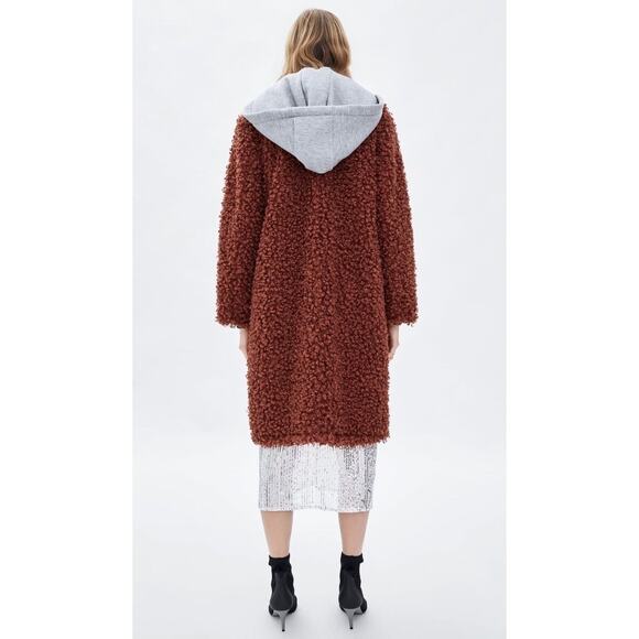 Zara Hooded Teddy Longline Coat - Picture 8 of 8